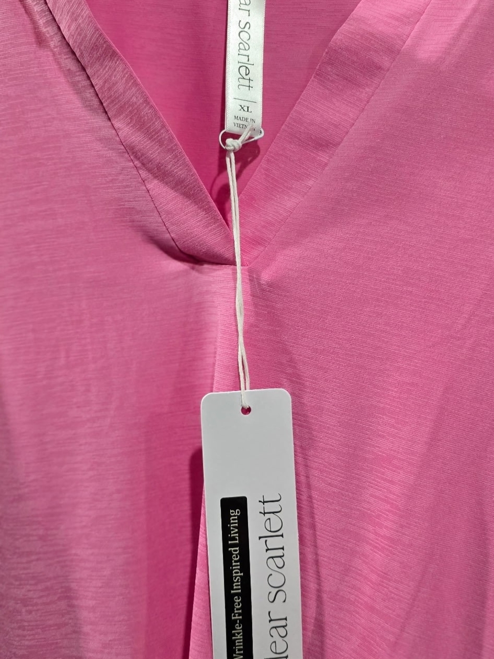 New XL Dear Scarlett Pink Notch-Neck Long Sleeve Tunic Top - Picture 3 of 3